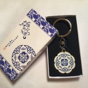 Blue and White porcelain keychain